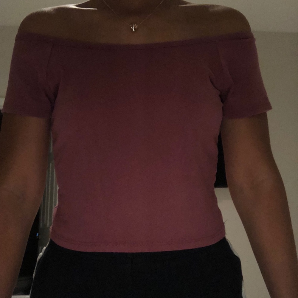 Pink off the shoulder crop top